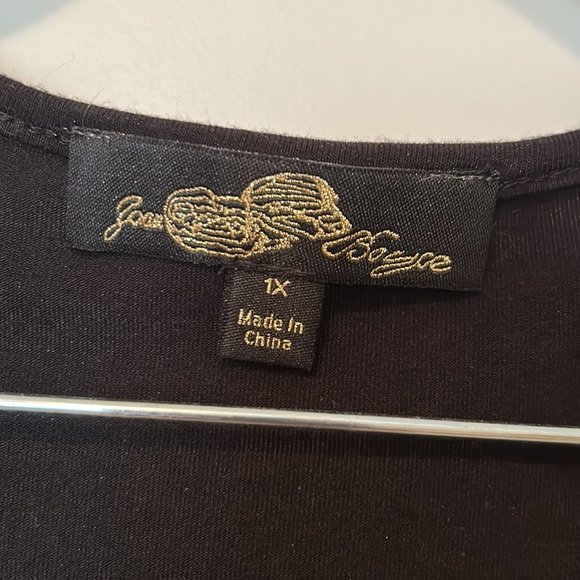 Brand New Black Joan Boyce Long Sleeve Vneck Sequin Top, sz 1x, NWOT - Picture 2 of 3